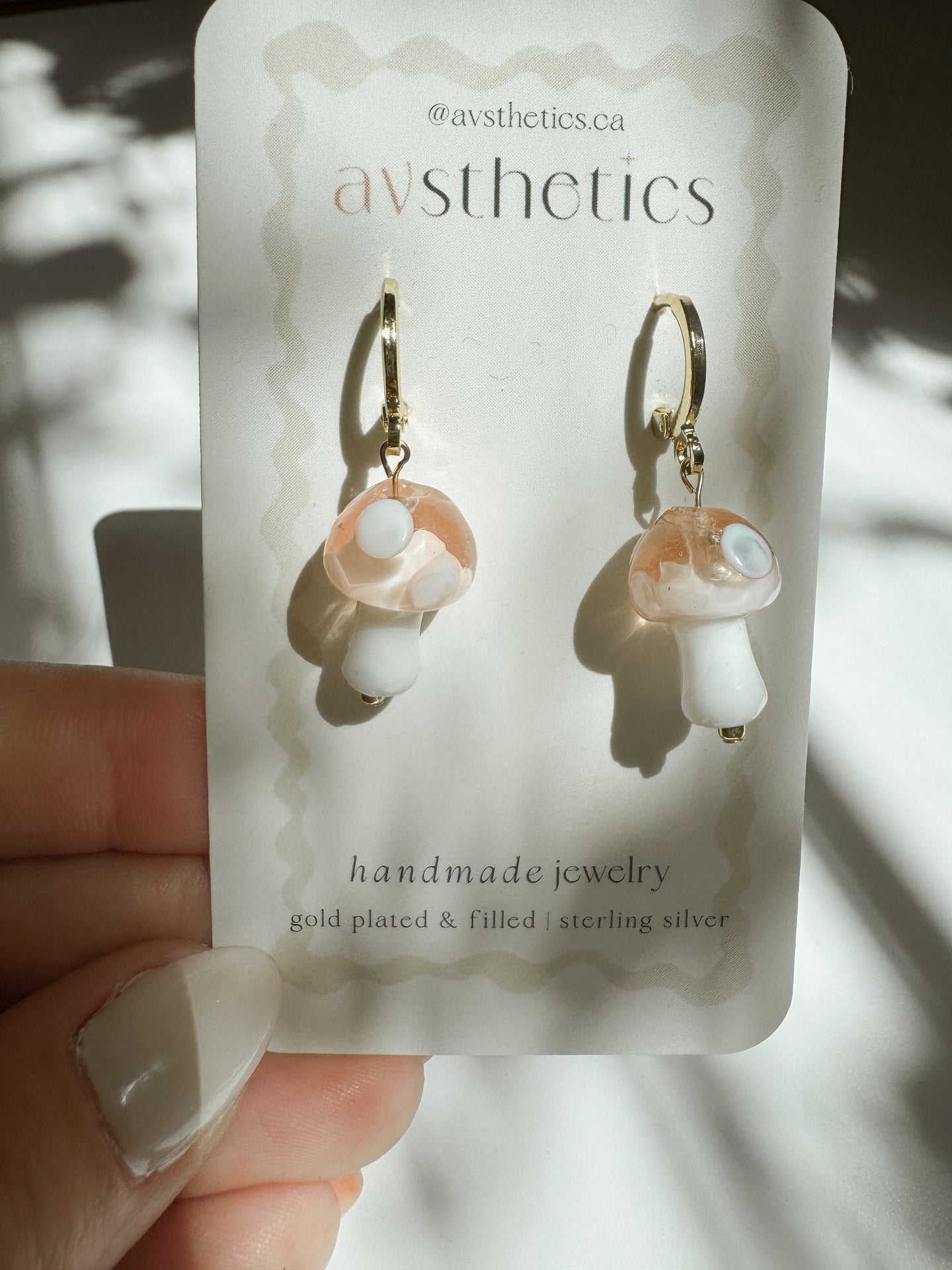 Glass Mushroom Huggies - Pink